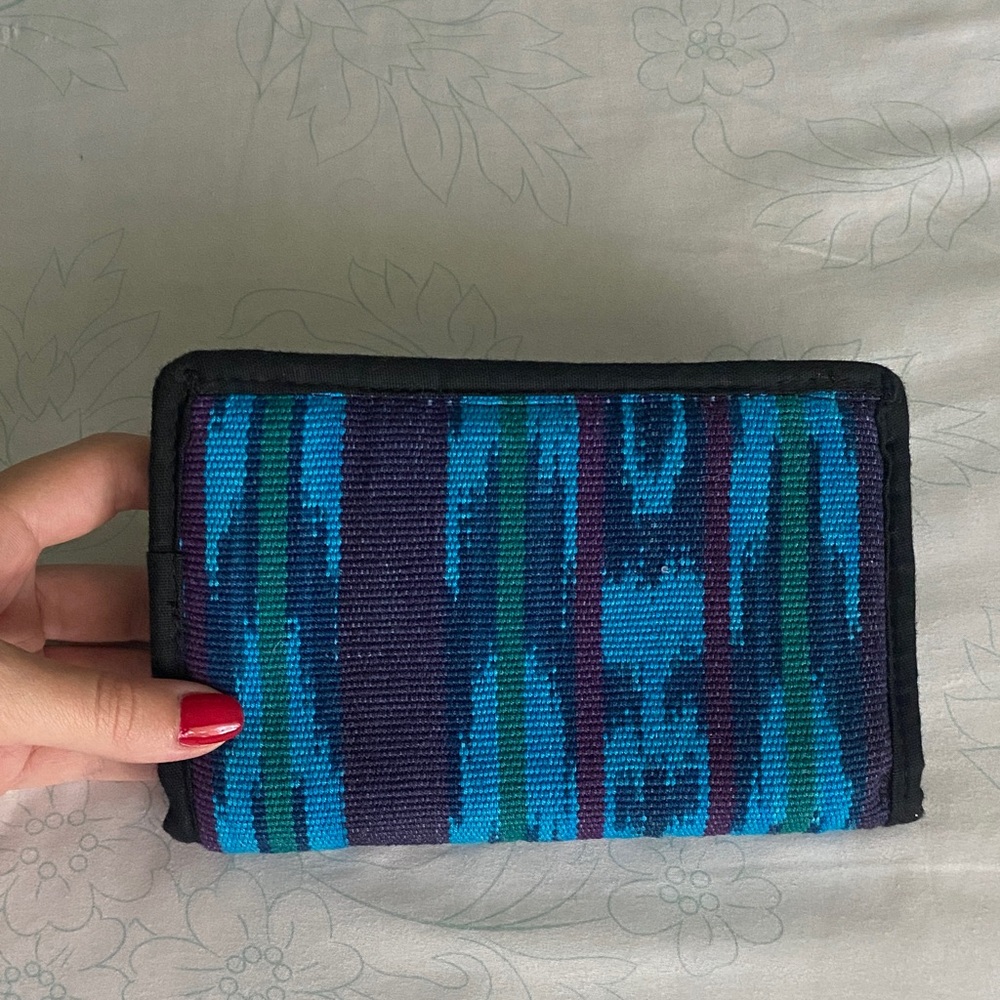Hugo’s 100% Cotton Handmade Woven Blue & Teal Patterned Wristlet Clutch